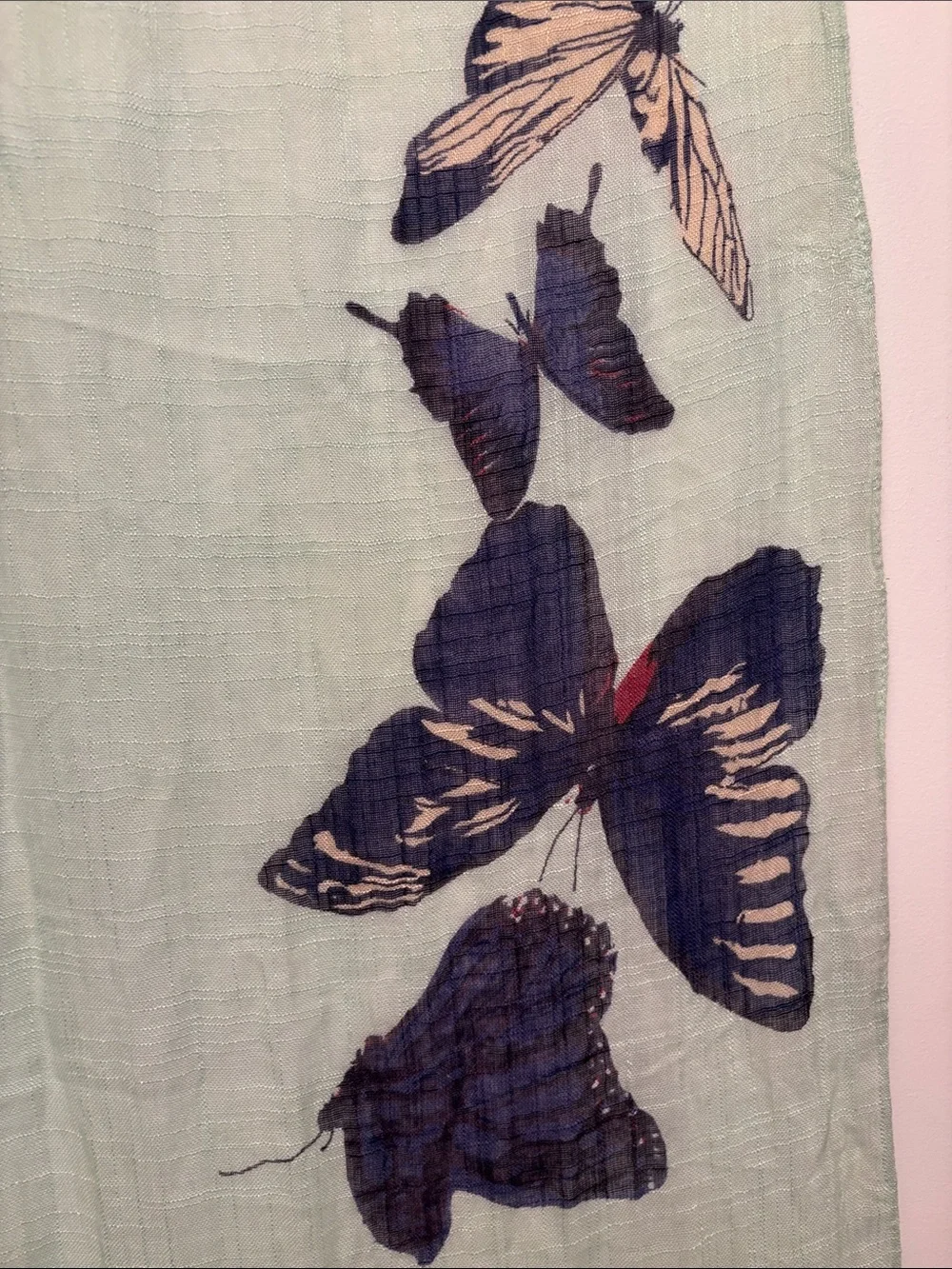 Light Mint Butterfly Print Maxi Scarf